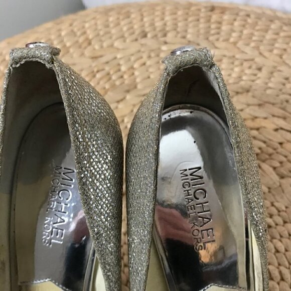 Michael Michael Kors Sparkling Silver Platform Slip On Pumps Size 8 - Picture 6 of 9
